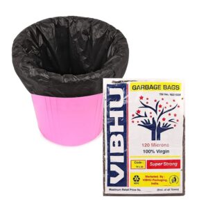 VIBHU Plastic Dustbin Bags | (Black) | 16x20 inch |- Pack of 50 | (Small)