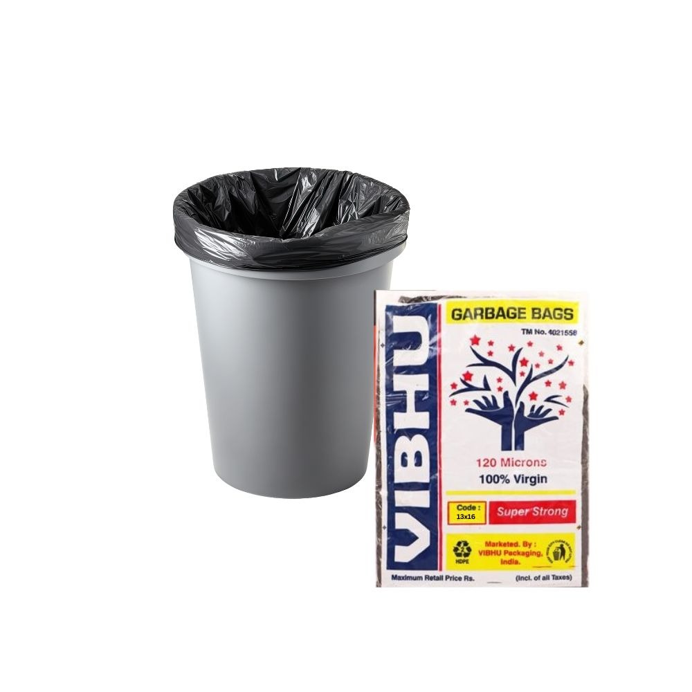 VIBHU Plastic Dustbin Bags | (Black) | 13x16 inch | - Pack of 50 | (X-small)