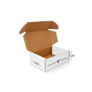 4x2.5x1.5 Inch White Flap Corrugated Box | 3 Ply Mini hamper Packaging Box for Jewelry, Gifts & E-commerce Shipping