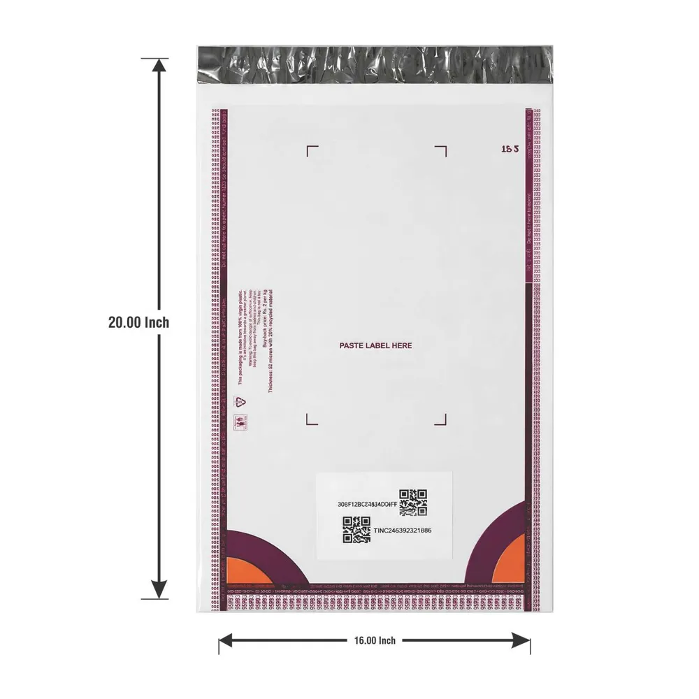 16x20 Inch Meesho Polybag with Barcode for Secure Ecommerce Packaging & Shipping