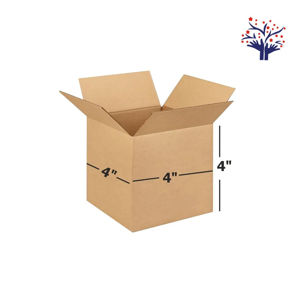 3 Ply Brown Corrugated Carton Box 4x4x4 Inch, Shipping Box, Cardboard Box