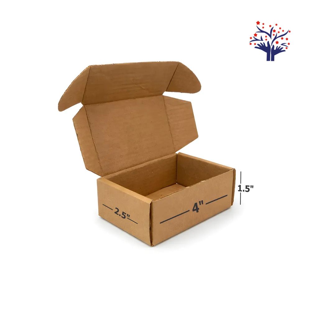 4x2.5x1.5 Inch Brown Flap Corrugated Box | 3 Ply Mini Packaging Box for Jewelry, Gifts & E-commerce Shipping
