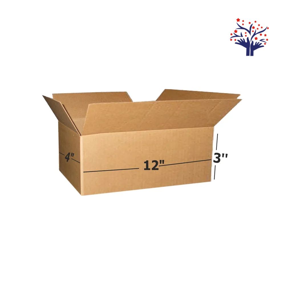 3 Ply Brown Corrugated Box Size 12x4x3 Inch | Strong & Affordable Shipping Solution for Ecommerce & Retail