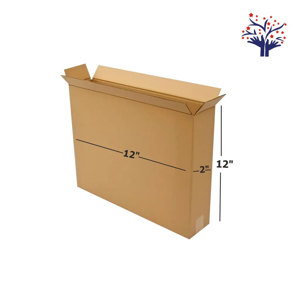 3 Ply Brown Corrugated Box Size 12x2x12 Inch | Frame Packaging Box for Courier & Ecommerce