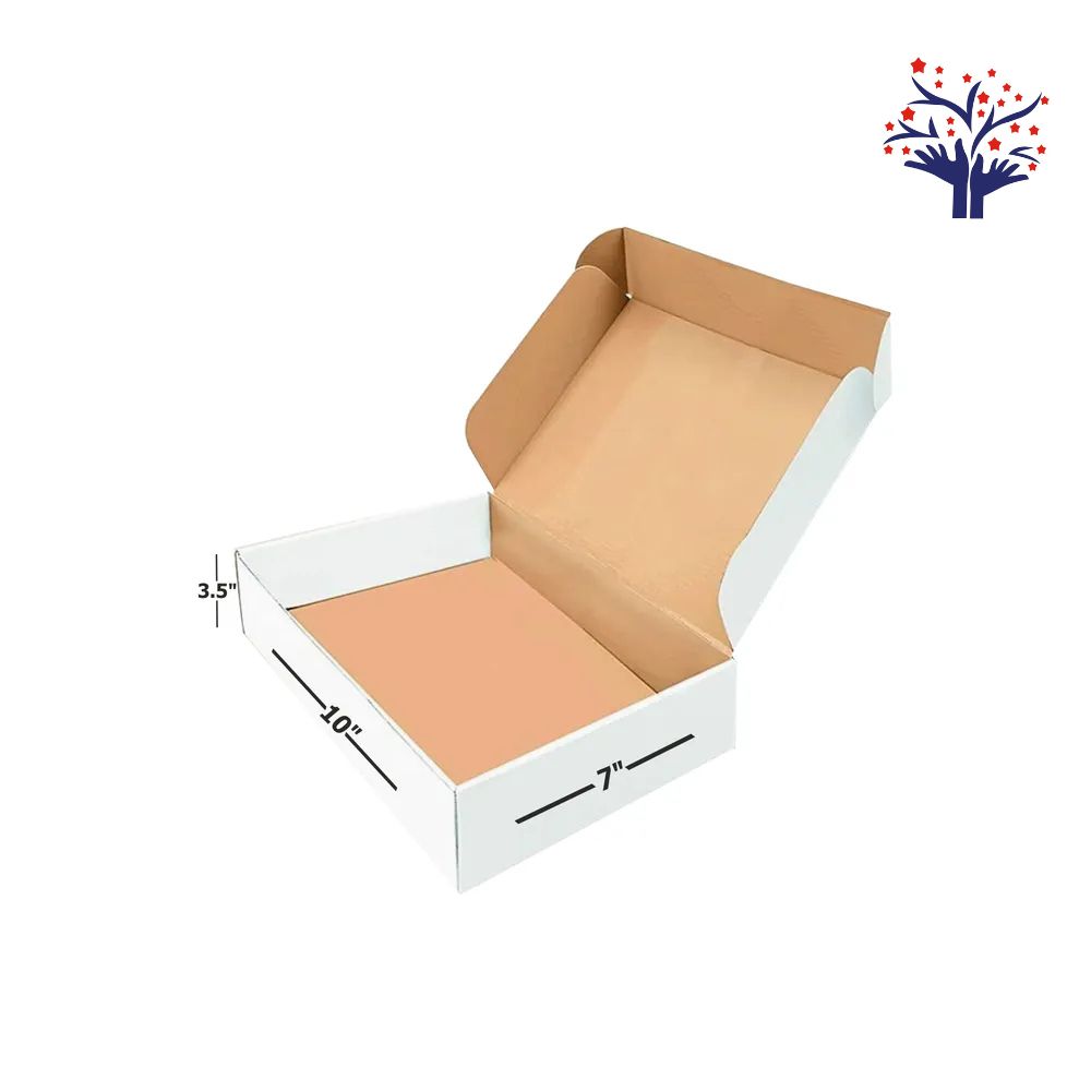 3 Ply White Corrugated Flap Box Size 10x7x3.5 Inch | Heavy-Duty Kraft Box for Apparel, Gifts & Courier Shipping