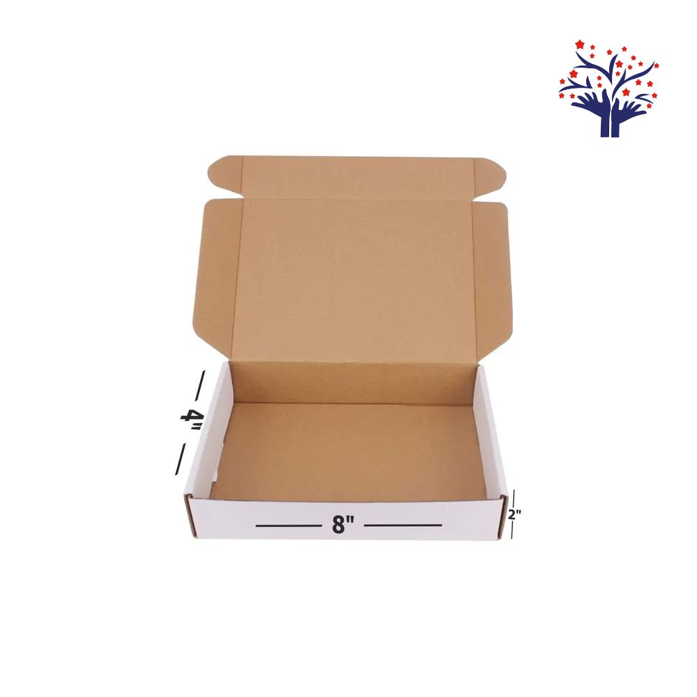 3 Ply White Corrugated Flap Box Size 8x4x2 Inch | Stylish Corrugated Box for Cosmetics, Electronics & Gifts