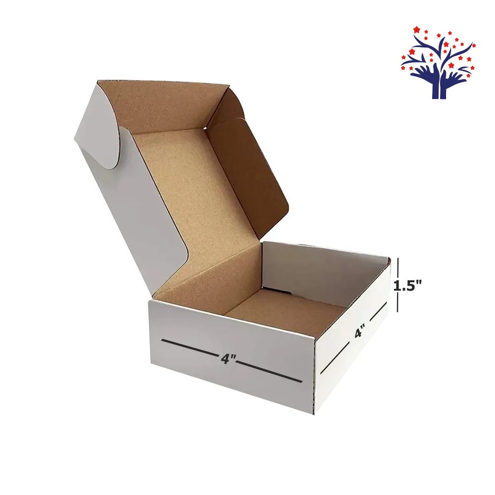 3 Ply White Flap Corrugated Box – Size 4x4x1.5 Inch | Perfect Mini Packaging Box for Secure & Stylish Shipping