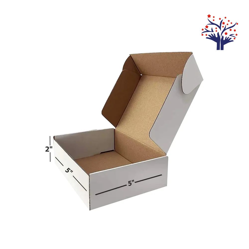Packaging Box 5x5x2 Inch White Flap Box – Mini Corrugated Packaging for Jewelry, Gifts & E-commerce Orders
