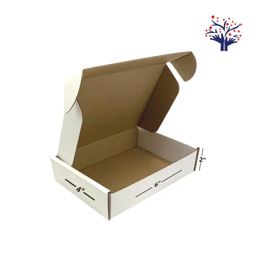 3 Ply White Flap Corrugated Box – Size 6x4x2 Inch | Multipurpose Corrugated Box for Small Item Packaging