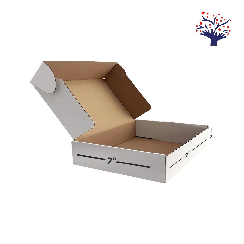 3 Ply White Flap Corrugated Box – Size 7x7x2 Inch I Premium Corrugated Kraft Box for Gift Sets, Hampers & Fragile Items