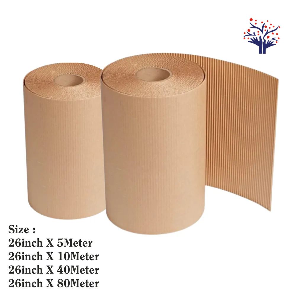 2 Ply 26 Inch Brown Corrugated Roll | 140 GSM Packaging Roll for Shipping