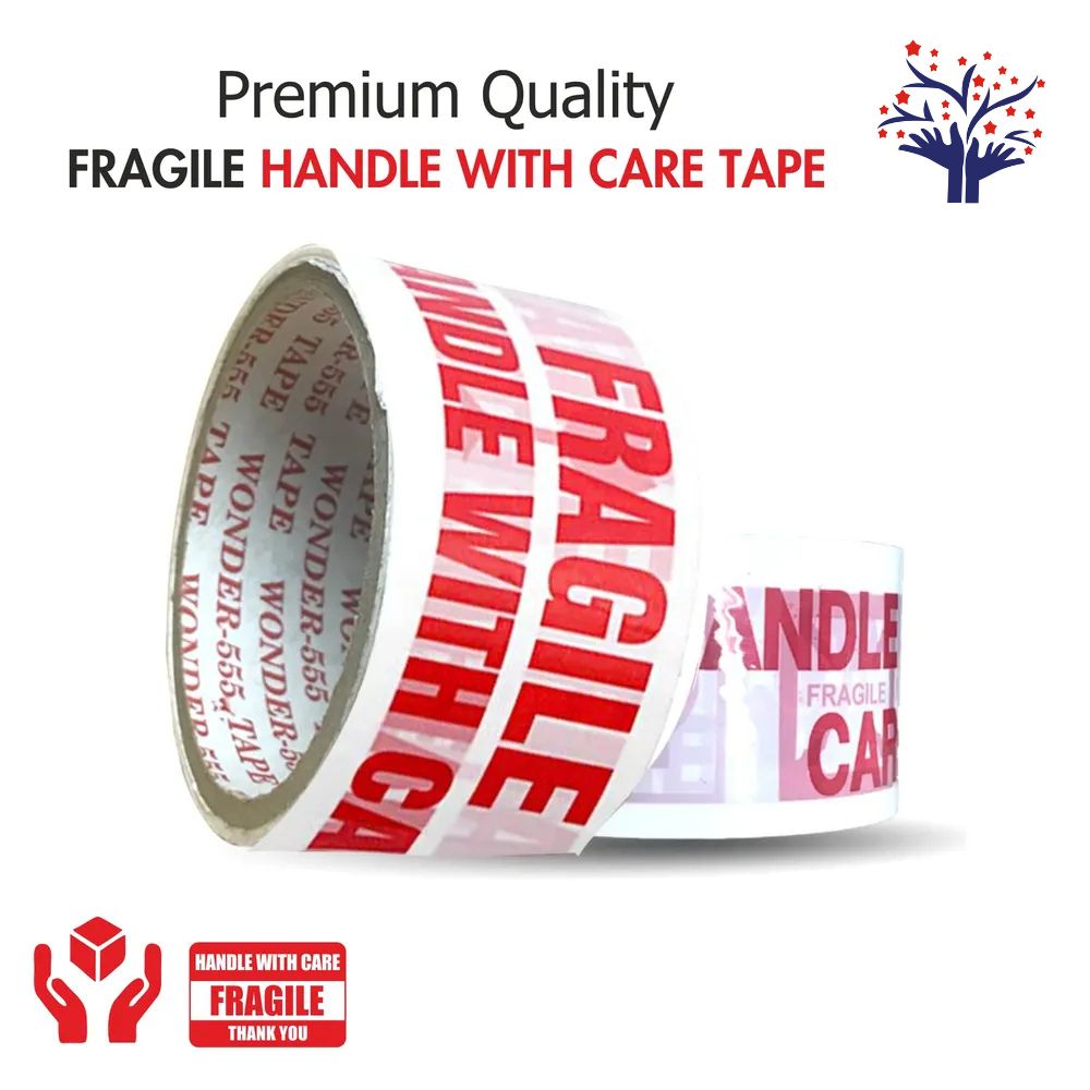 Cello Tape 2 Inch 60 Mtr | Printed Packaging Tape | Handle with Care Fragile Printed Tape for Shipping & Packaging
