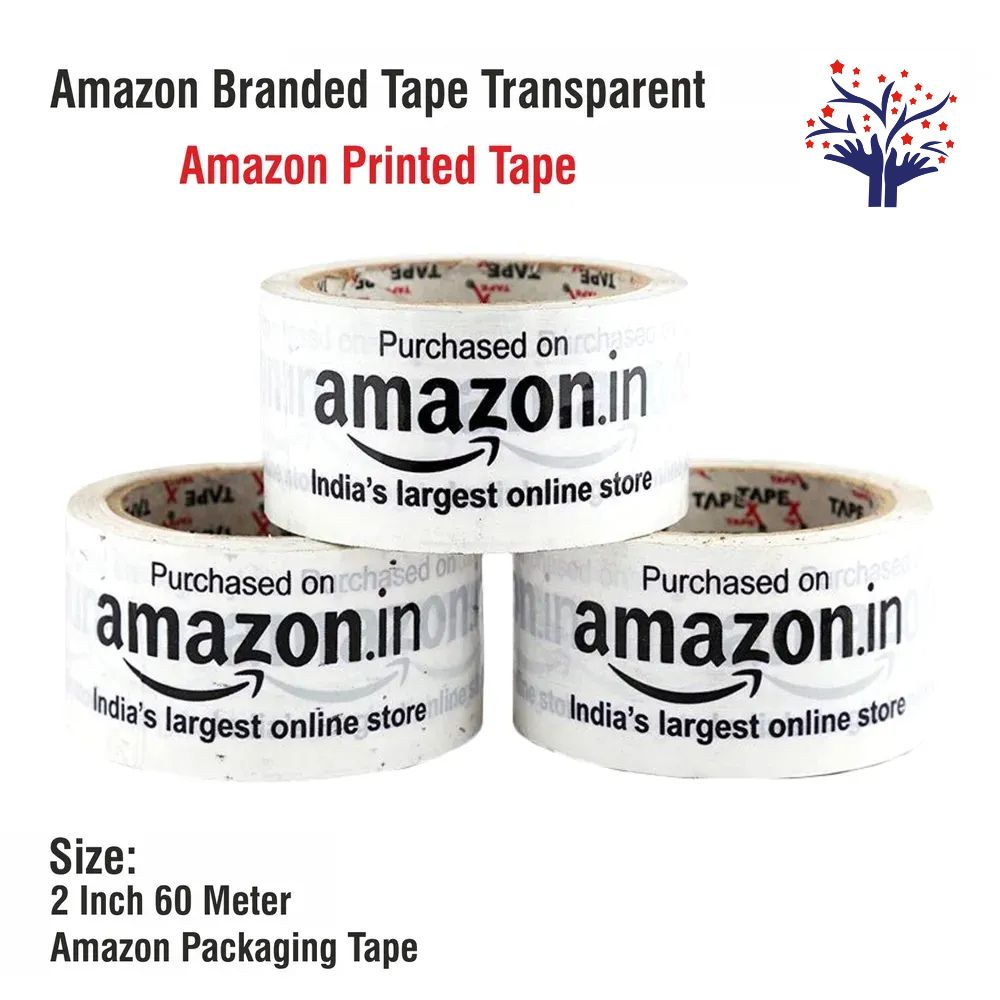 Amazon Branded Transparent Packaging Tape | 2 Inch (48mm) Width | 60 Meters Roll | Strong Adhesive Amazon Printed Tape for Shipping