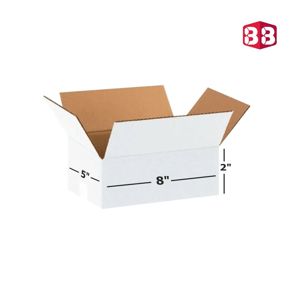 3 Ply White Cardboard Box Size: 8x5x2 Length 8 inch Width 5 inch Height 2 inch 3Ply custom cardboard packing boxes