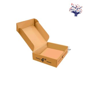 3 Ply Brown Flap Corrugated Box – Size 4x4x1.5 Inch | Perfect Mini Packaging Box for Secure & Stylish Shipping