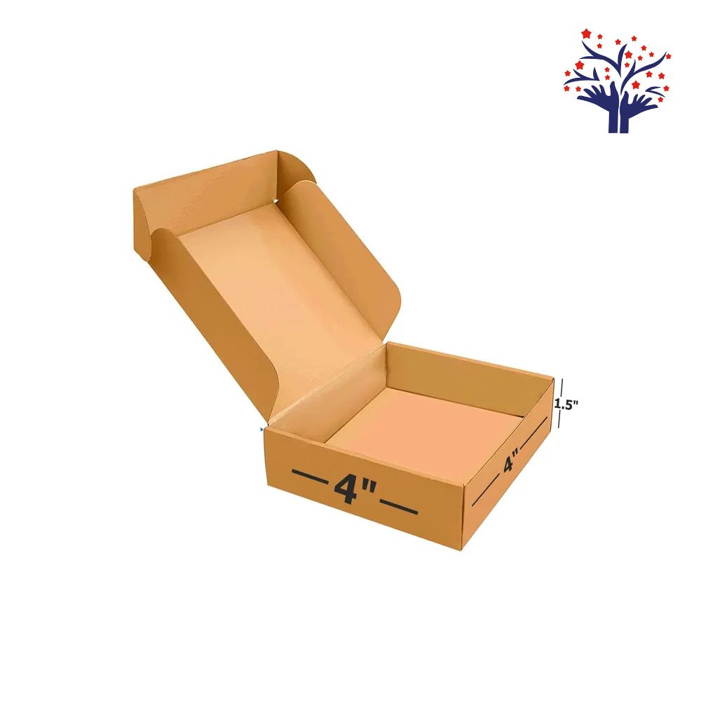 3 Ply Brown Flap Corrugated Box – Size 4x4x1.5 Inch | Perfect Mini Packaging Box for Secure & Stylish Shipping