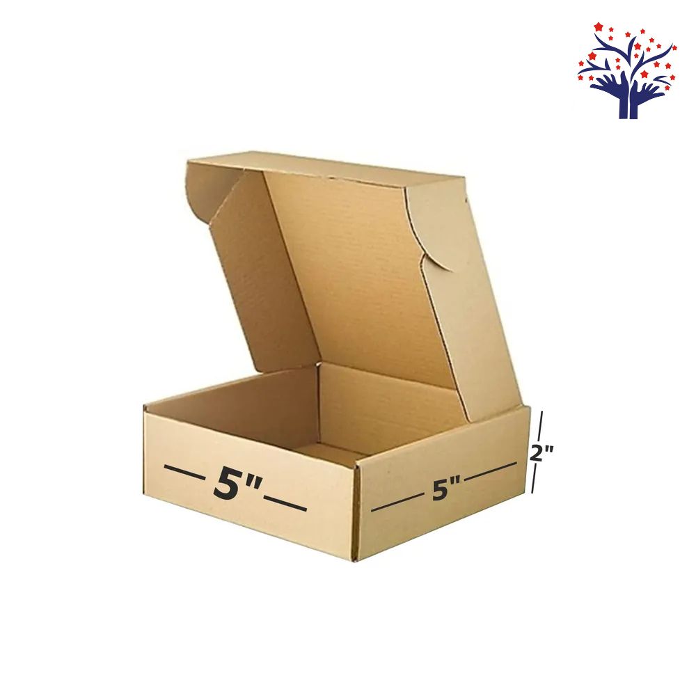 Packaging Box 5x5x2 Inch Brown Flap Box – Mini Corrugated Packaging for Jewelry, Gifts & E-commerce Orders