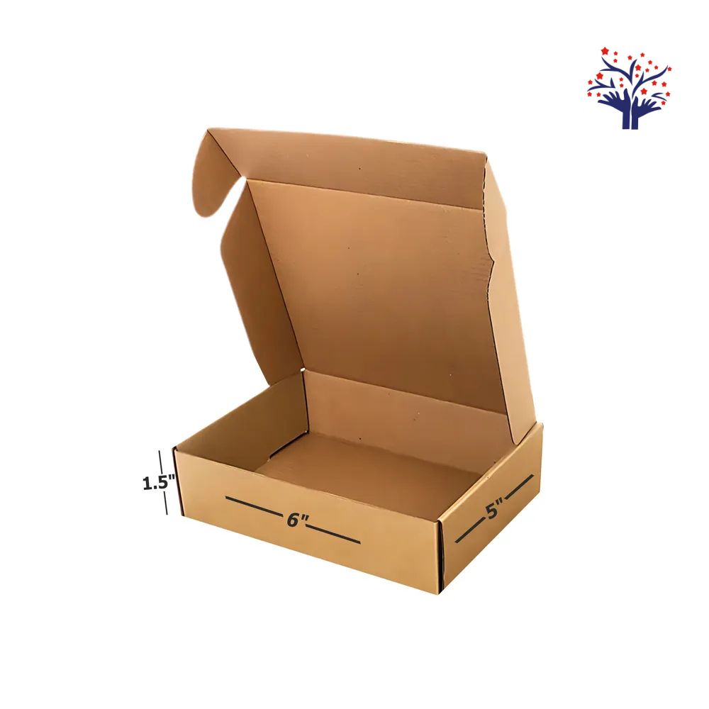 3 Ply Brown Flap Corrugated Box – Size 6x5x1.5 Inch | Multipurpose Brown Corrugated Box for Small Item Packaging