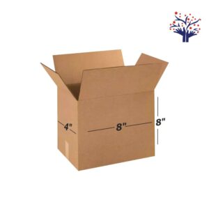 3 Ply Brown Corrugated Box Size 8x4x8 Inch | Tall & Sturdy Shipping Box for Ecommerce, Courier & Packaging